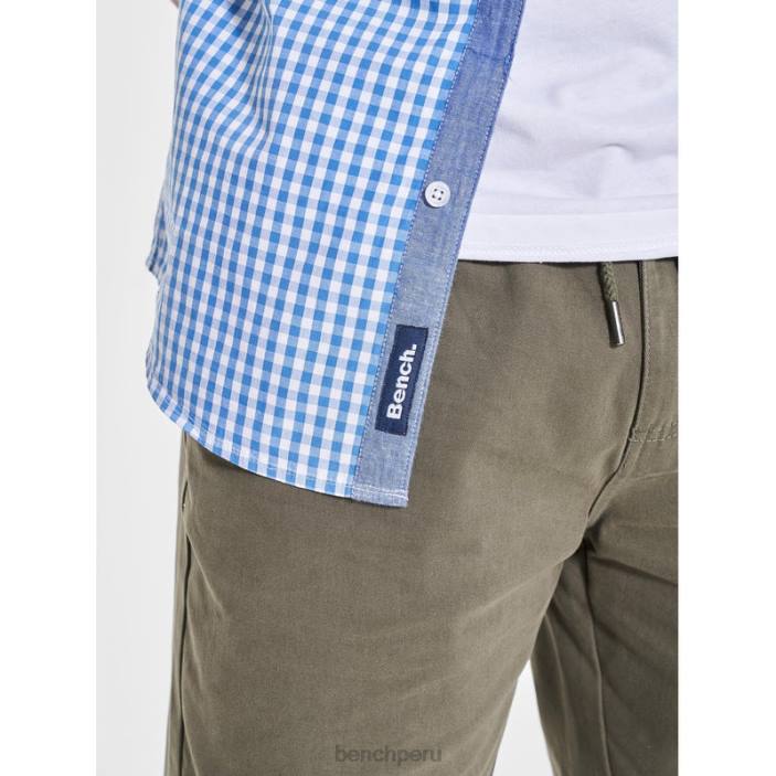 vestir Z4JZ26 cheque azul Bench camisa manga corta esher hombres