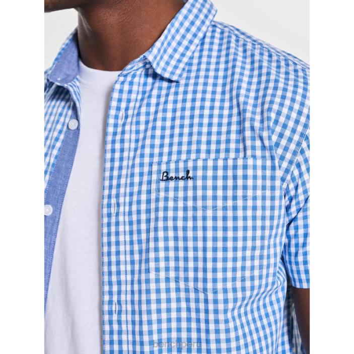 vestir Z4JZ26 cheque azul Bench camisa manga corta esher hombres
