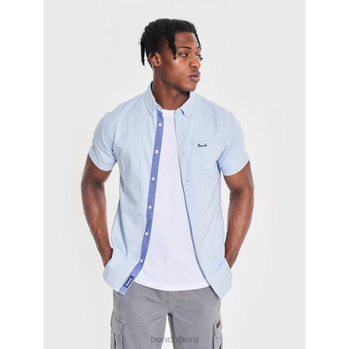 vestir Z4JZ28 azul claro Bench camisa de manga corta con lazo hombres
