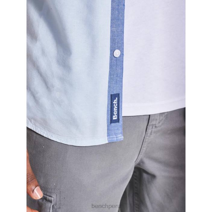 vestir Z4JZ28 azul claro Bench camisa de manga corta con lazo hombres