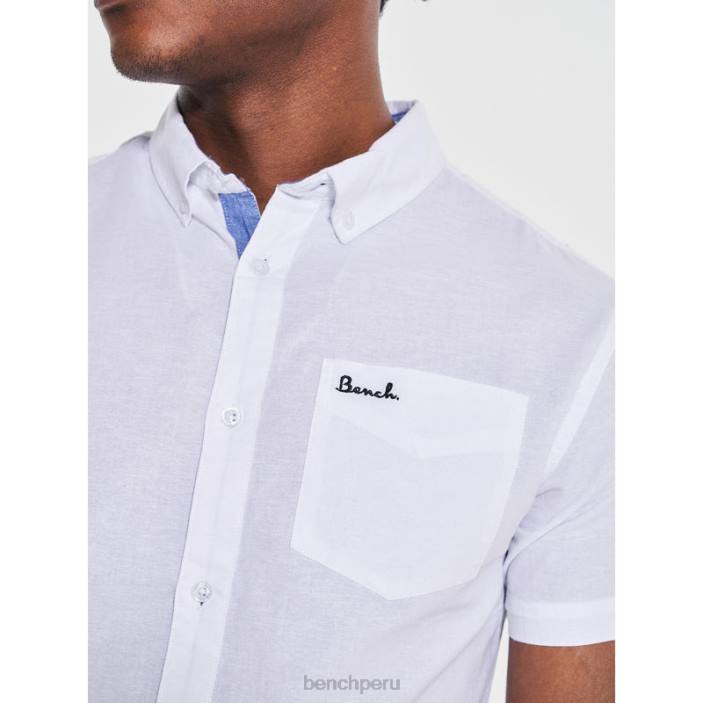 vestir Z4JZ33 blanco Bench camisa de manga corta con lazo hombres