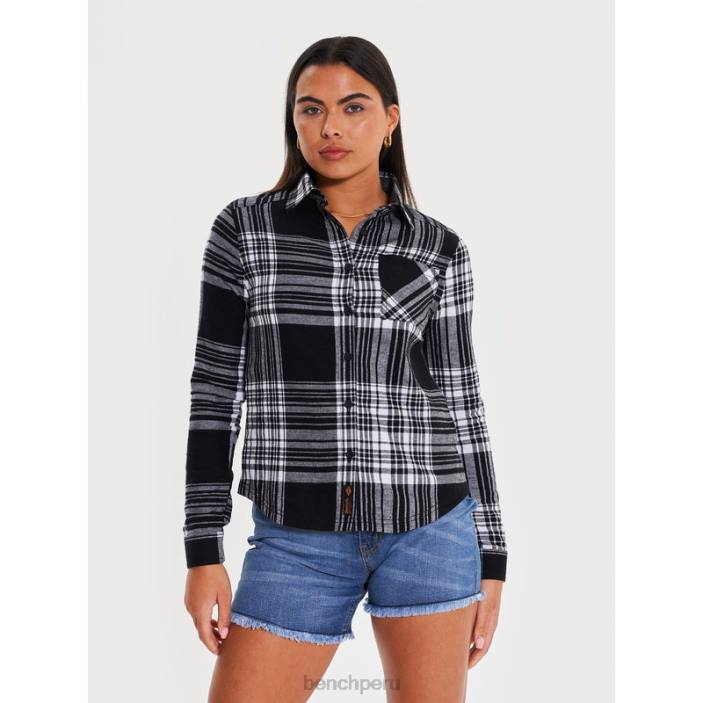 vestir Z4JZ111 cheque negro Bench camisa de franela ellamay mujer